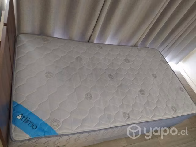 Cama Box Americano 1.5 Plazas + Colchón Y Velador - Imagen 2