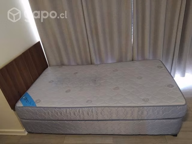 Cama Box Americano 1.5 Plazas + Colchón Y Velador