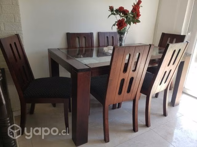 Mesa de vidrio c/6 sillas