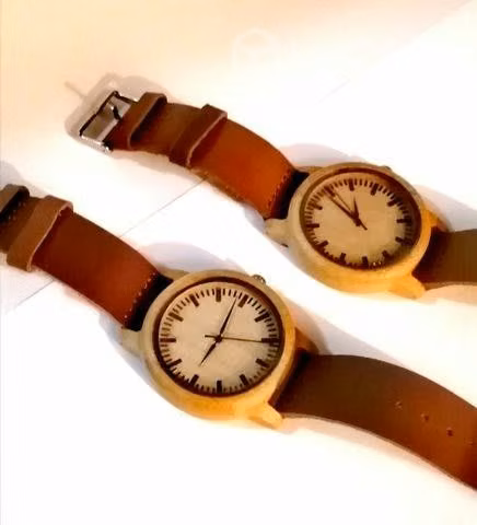 Reloj Madera Bambú Correa Cuero Unisex