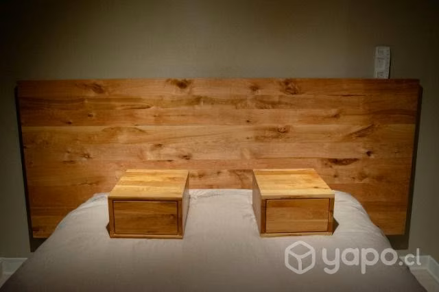 Respaldo Madera Lenga maciza + 2 veladores misma m