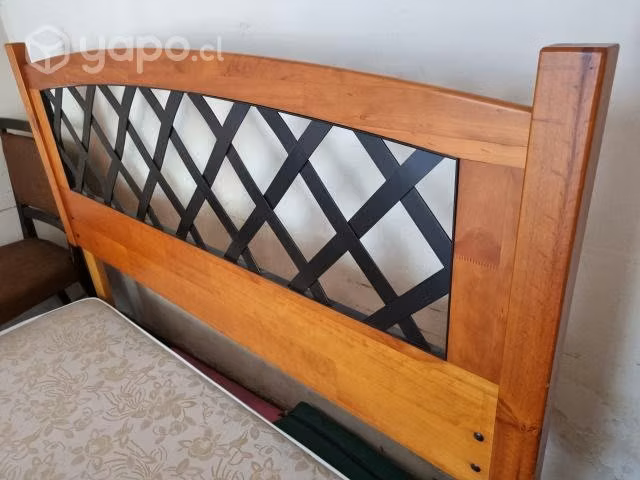 Respaldo madera y fierro nuevo 2 plazas