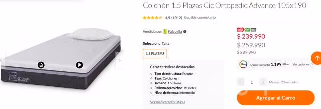 (NUEVO) Colchón Ortopedic Advance 1.5 Plazas