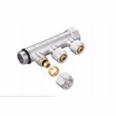 Manifold 1" 3 vías con terminales sin válvulas