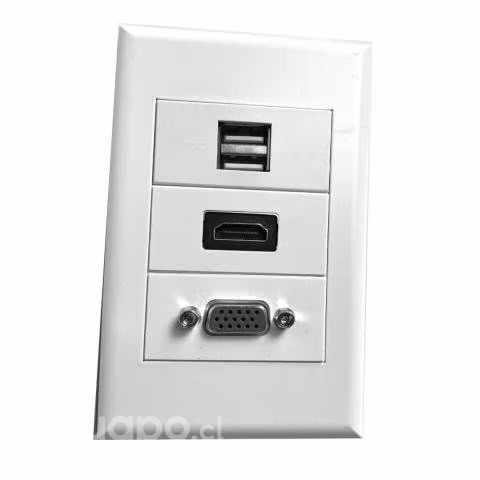 Placa a muro 1 puerto hdmi, 1 vga, 2 puertos usb 2