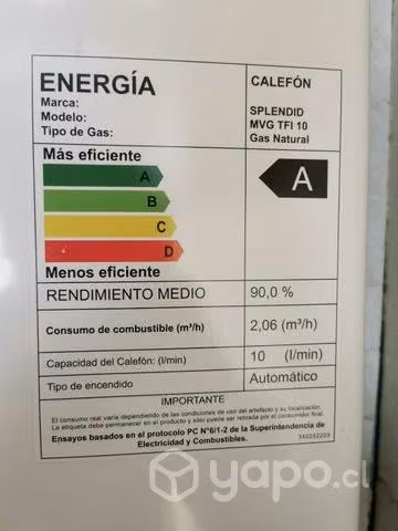 Calefon Splendid Máster 10 lts