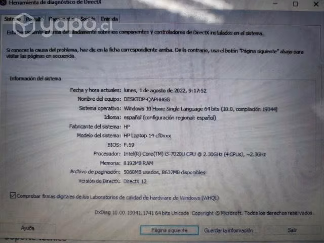 Notebook HP i3 séptima generación Intel optane16gb