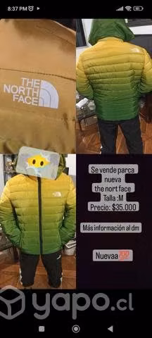 Parca the nort face amarilla y verde nueva