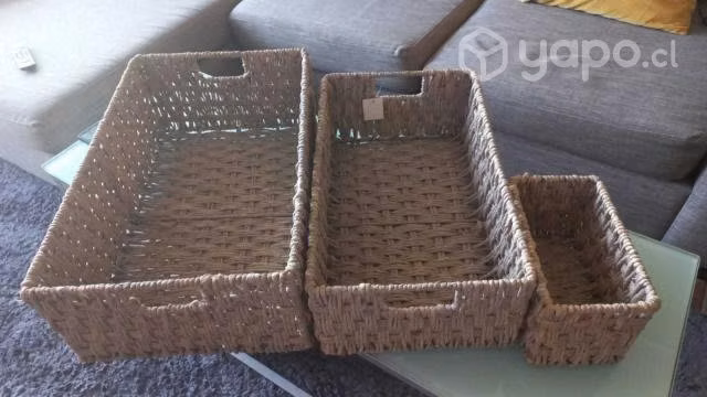 Set 3 canastos rattan