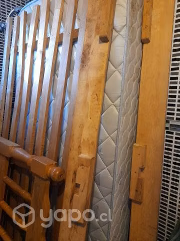 Cama madera + colchón 1 plaza