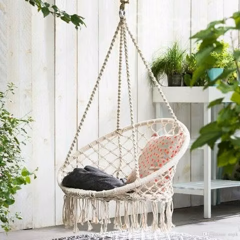 Silla hamaca macramé circular para interior y exte