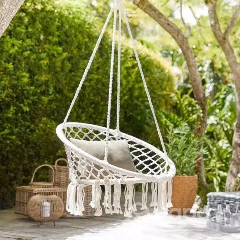 Silla hamaca macramé circular para interior y exte