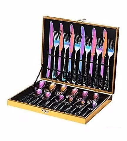 Set 24 Pcs Cuchillería Cubiertos De Lujo Maleta