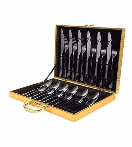 Set 24 Pcs Cuchillería Cubiertos De Lujo Maleta