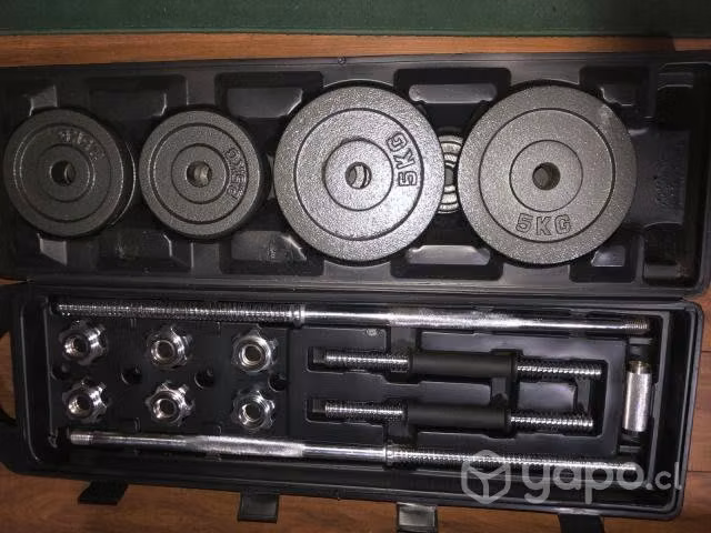 Set de Mancuernas + Barra Ajustable de 50kg