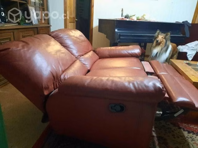 Sillón reclinable cuero rojo de 2 cuerpos