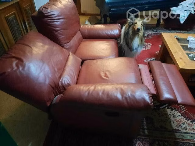 Sillón reclinable cuero rojo de 2 cuerpos