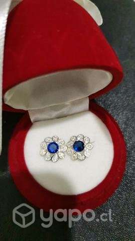 Anillo, aros microcircon , piedra azul. - Imagen 3