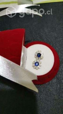 Anillo, aros microcircon , piedra azul. - Imagen 4