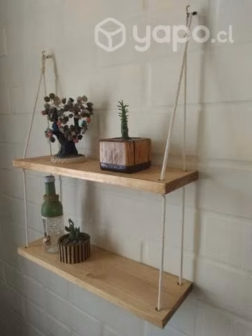 Decorativa repisa colgante madera y cordon - Imagen 2