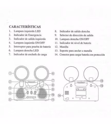 Lampara De Emergencia Led 2 Focos Recargable Salid