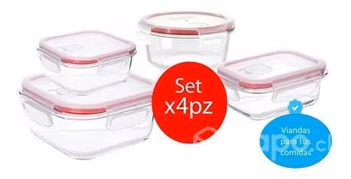 Set De 4 Tapper Tuper Hermeticos Para Comida - Imagen 2