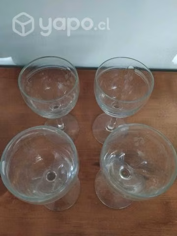 4 Copas Blancas,Cristal Yungay Años 70 - Imagen 2