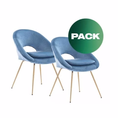 Set de 2 Sillas tercipelo Filippo azul