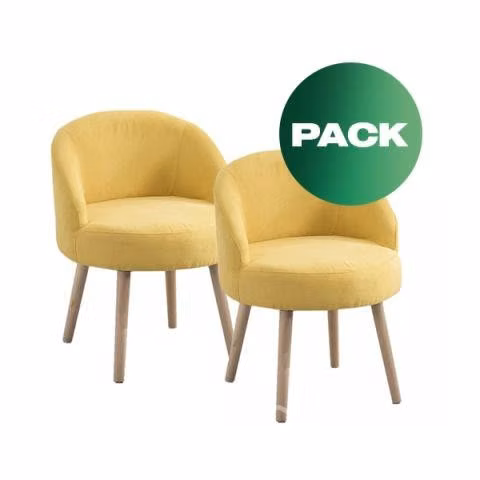 Set de 2 Sillas Velvet Gold Wood amarillo