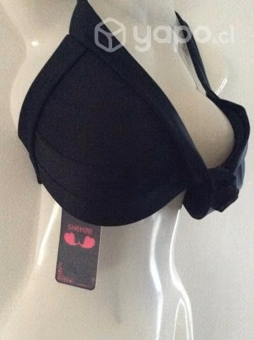 Nuevo Sosten Traje de baño Negro Con Copas interi