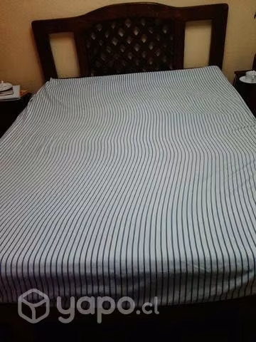 Cama 2 plazas 100% de madera con colchon - Imagen 3