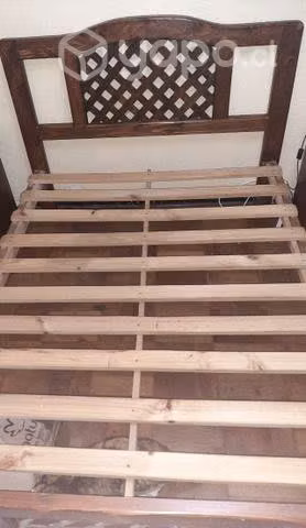 Cama 2 plazas 100% de madera con colchon