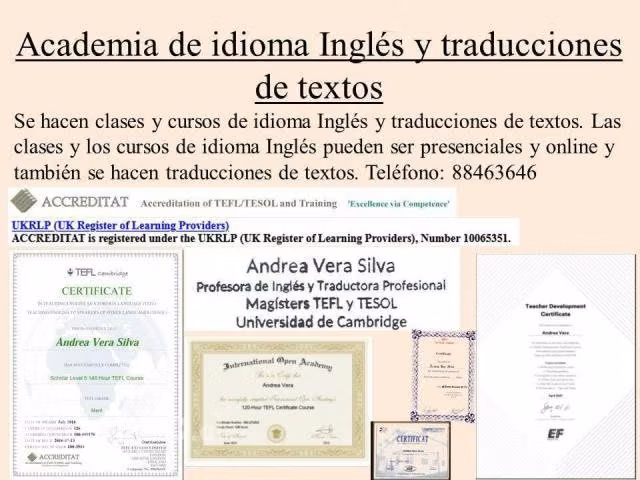 Se hacen traducciones de idioma Inglés y clases y cursos de Inglés