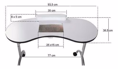 Mesa Manicure Portátil Plegable Con Aspirador