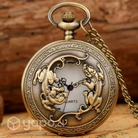 Reloj Bolsillo Doble Dragon Estilo Antiguo am57 - Imagen 2