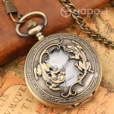 Reloj Bolsillo Doble Dragon Estilo Antiguo am57 - Imagen 6