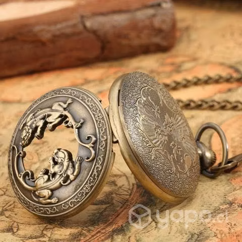 Reloj Bolsillo Doble Dragon Estilo Antiguo am57 - Imagen 3