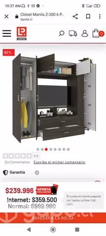 Closet 6 puertas dos cajones