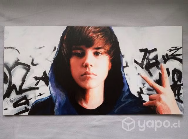 Poster Tipo Litografía Justin Bieber Hecho a Mano