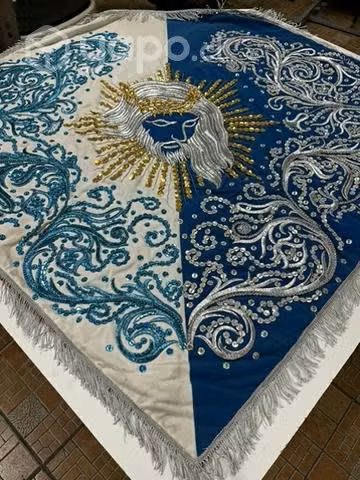 Traje diablada celeste/blanco