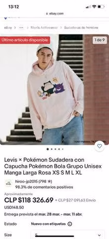 Polerón Levis X Pokèmon talla L
