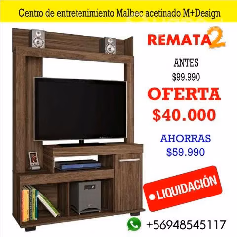 Centro de entretenimiento Malbec acetinado M+Desig