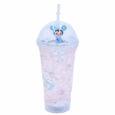 Vaso con Luz Multicolor Diseño Monito Celeste