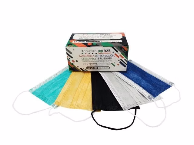 Mascarilla 3 pliegues niño, 3 cajas x 50ud c/u