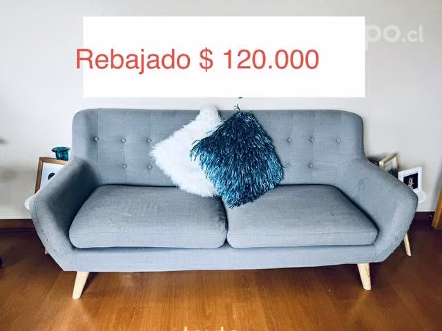 Sofá 3 cuerpos estilo nórdico, con detalles