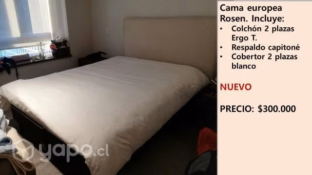 Cama europea 2 plazas, Rosen, nueva