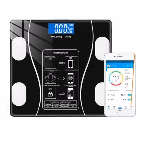Pesa Balanza Electrónica Con Bluetooth 27 CM Negro