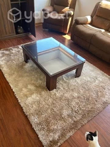 Mesa de centro madera cubierta de vidrio 60x90