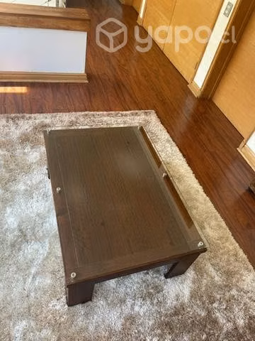 Mesa de centro madera cubierta de vidrio 60x90