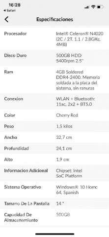 Notebook Ideapad 3 Intel Celeron / Rojo Cherry - Imagen 4